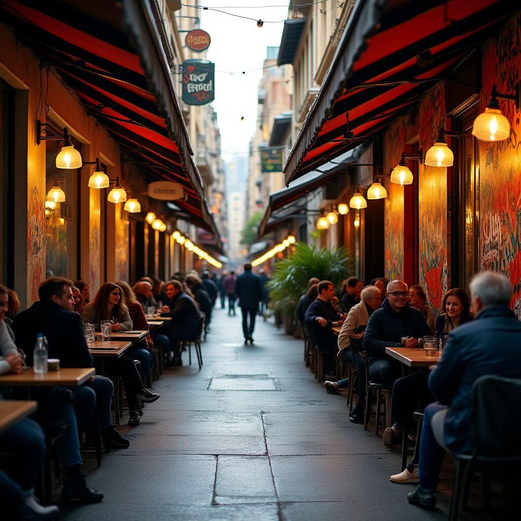 People enjoying coffee and conversation in a Melbourne laneway.